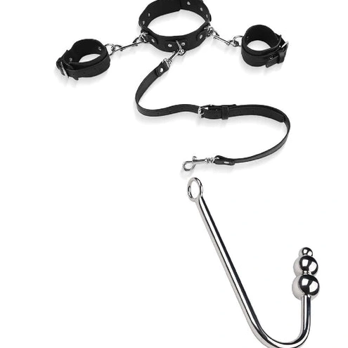 Elegant Hook Anal Cuffs 5334 Beaded and with Collar 0315